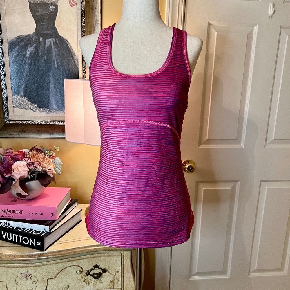 New Balance Racerback Sports Tank Top Size SMALL Pink Purple Stripe NWOT